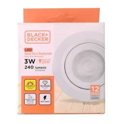 Plafon Led Tipo Dicroica De Embutir 3w Luz Calida BLACK + DECKER