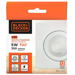 PLAFON LED TIPO DICROICA DE EMBUTIR 5W LUZ CALIDA   BLACK + DECKER