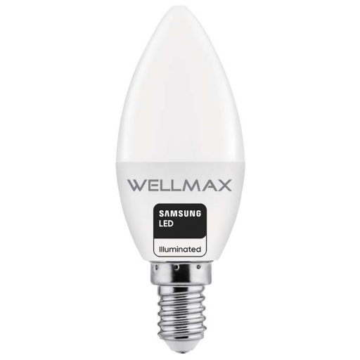 LAMPARA LED WELLMAX 6W ROSCA E14 TIPO VELA