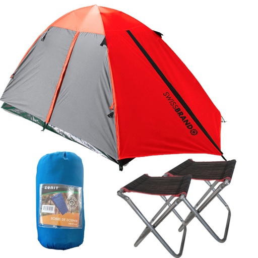 CARPA SWISSBRAND 3 PERSONAS + SOBRE DE DORMIR + BANQUETAS