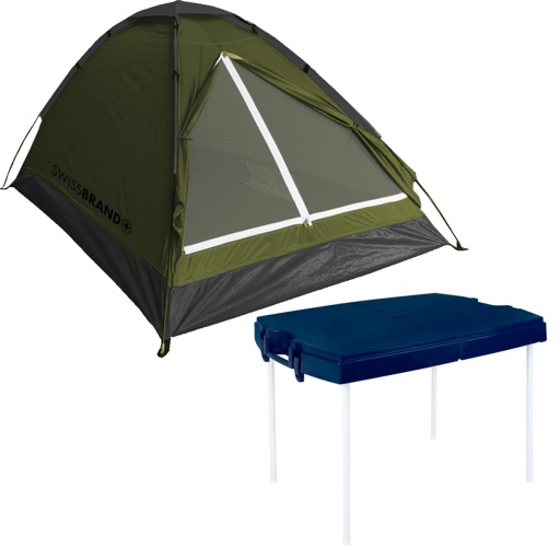 CARPA PARA DOS PERSONAS SWISSBRAND + MESA DESARMABLE CAMPING