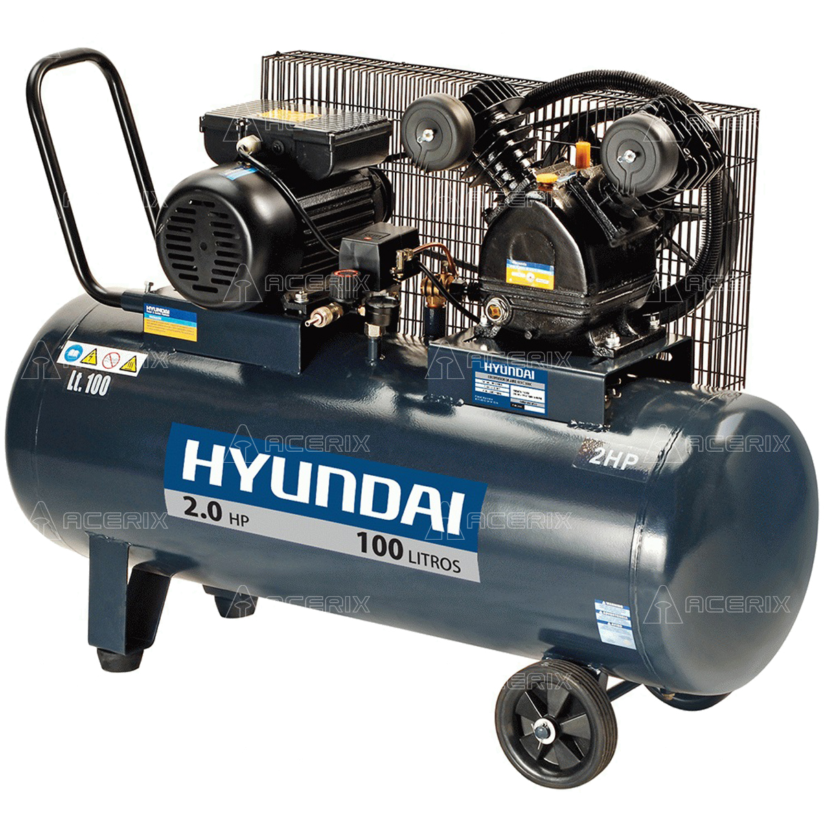 Compresor De Aire 100 Litros Hyundai 2hp - Acerix Maquinas Herramientas